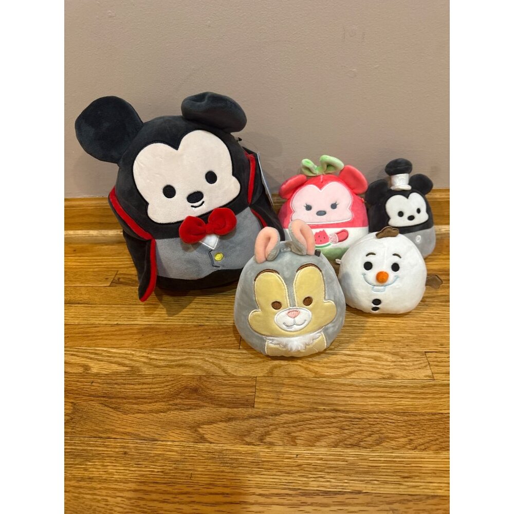 Disney Squishmallow Mickey Minnie Thumper Olaf Stuffed Plush Bundle of 5